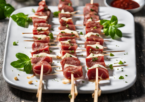 Brochettes de boeuf à l’emmental