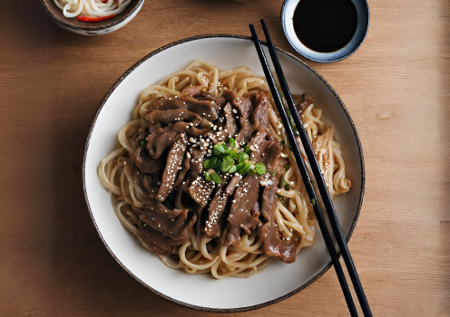 Boeuf « Ishère » sauté aux nouilles, façon Yakiudon