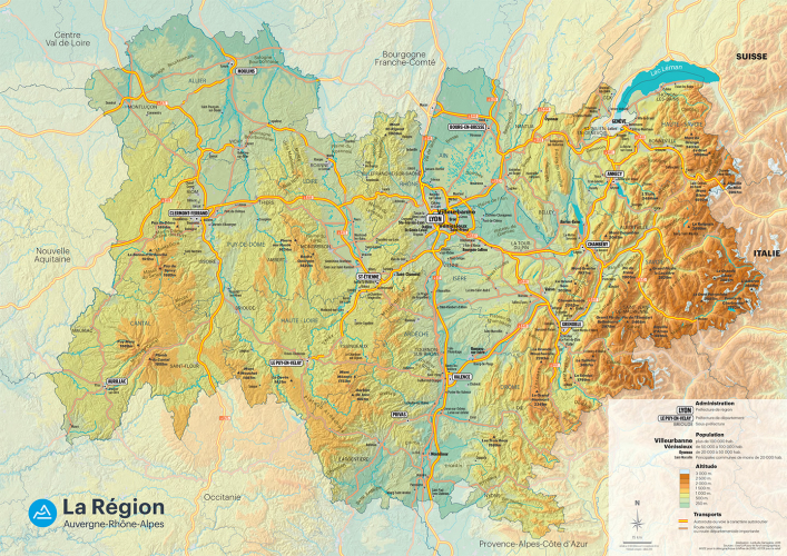 Carte Auvergne-Rhone-Alpes geante codes postaux