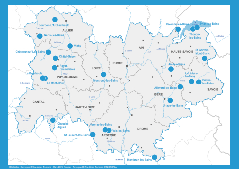 Carte station thermale 23 stations