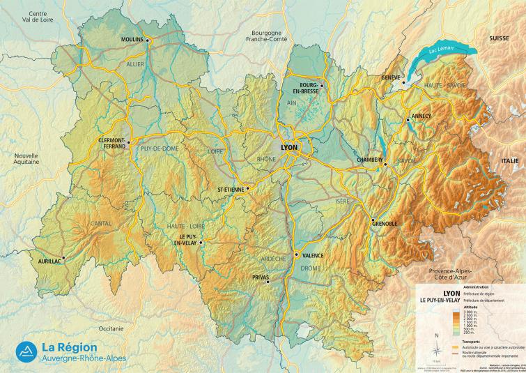 Carte de la Région générique - © Région Auvergne-Rhône-Alpes Carte de la Région générique